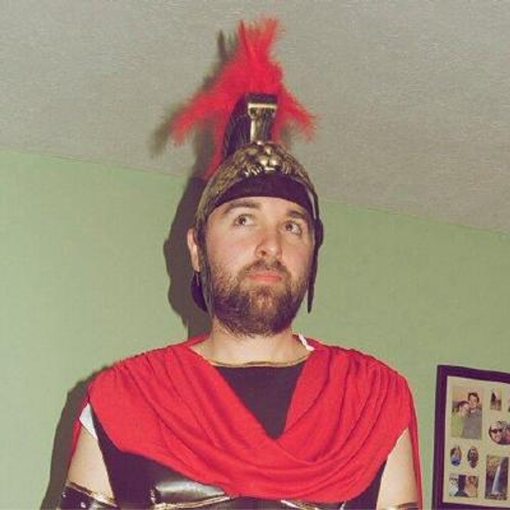 Andy Zeigert circa... a while ago. Dressed as a centurion for Halloween.